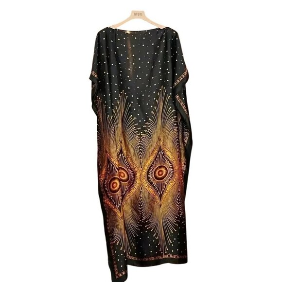 Kaftan Abaya Dashiki Elegant print Muslim African maxi loose curvy fit up to 3X - Picture 1 of 4